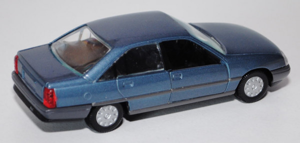 Opel Omega (Typ A1, Viertürer, Stufenheck), Modell 1986-1990, monacoblau metallic, Türen + Heckklapp