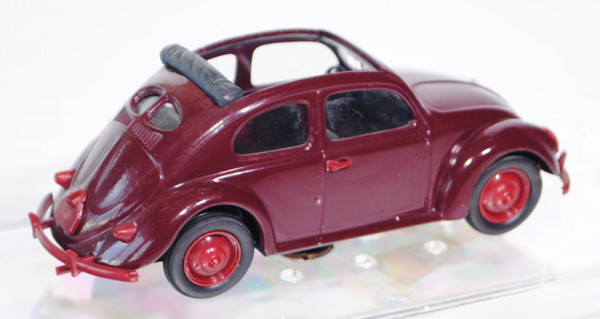 VW Käfer Standardlimousine mit geöffnetem Rolldach (Typ 11) (Brezelkäfer), Modell 1949, weinrot, VIT