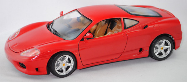 Ferrari 360 Modena (Modell 1999-2005), rosso corsa, Ferrari Emblem vorne weg, Bburago, 1:18, mb