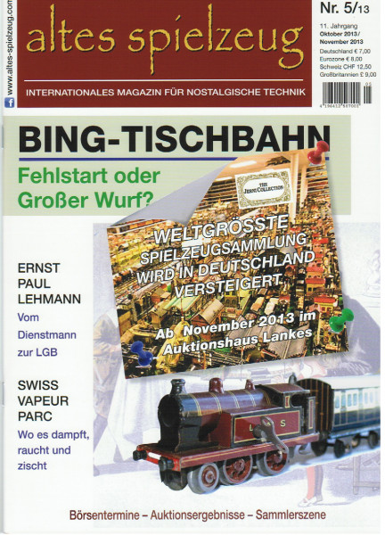 altes spielzeug, Heft 5, Oktober 2013 / November 2013, Inhalt: u.a. Bing-Tischbahn, weltgrößte Spiel