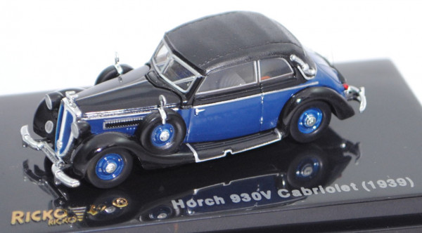 Horch 930 V Cabriolet (Typ zweitüriges Cabriolet, Modell 38-40), schwarz/saphirblau, Ricko, 1:87, mb