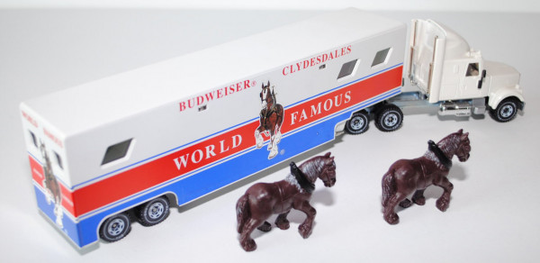 00000 White Pferdetransporter, weiß/silbergraumetallic, BUDWEISER® CLYDESDALES / WORLD FAMOUS, LKW10