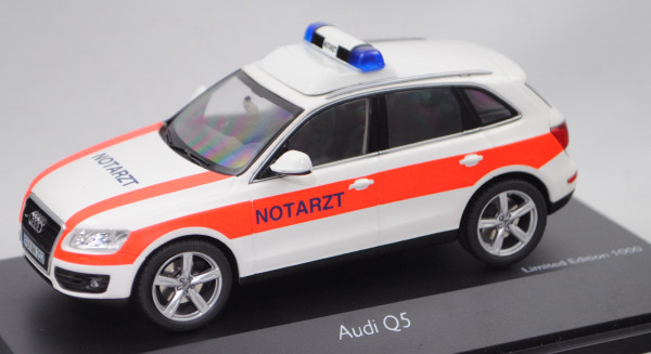 Audi Q5 3.0 TDI quattro (Typ 8R, Modell 2008-2012) Notarzt, weiß, NOTARZT, Schuco, 1:43, PC-Box (m-)