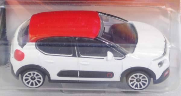 Citroen C3 (3. Generation, Modell 2017-) (Nr. 254 M), rot/weiß, Dach rot, majorette, 1:57, Blister