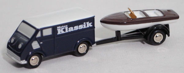 DKW-Schnellaster 3=6 Kastenwagen (Mod. 55-62) m. Anhänger+Boot, Motor/Klassik, Schuco, 1:90, mb