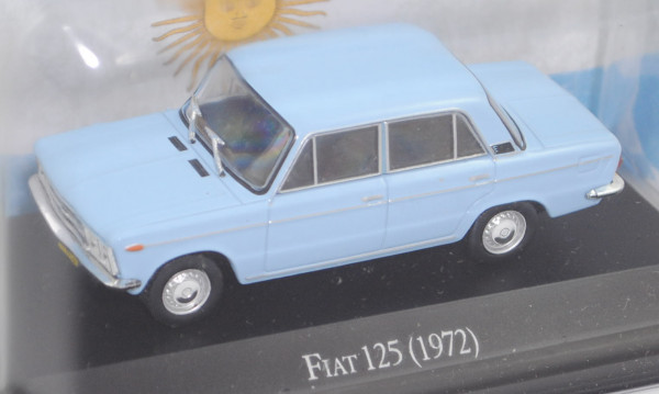 FIAT 125 (2. Serie, Modell 1971-1972), hell-pastellblau, EDITION ATLAS, 1:43, Hauben-Blister