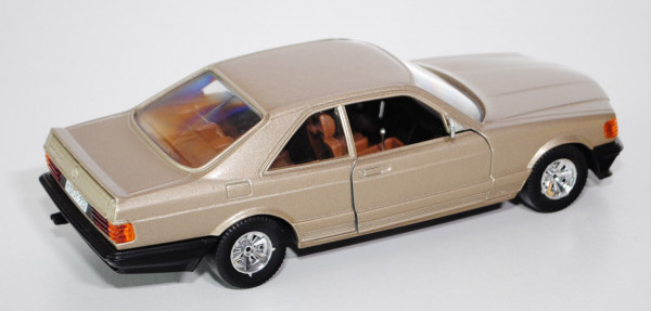 Mercedes 500 SEC, Modell 1986, goldmetallic, Türen zu öffnen, Sitze klappbar, mit Lenkung, Bburago D