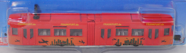 00007 BOMBARDIER Straßenbahn, verkehrsrot, FRANKFURT.de, mit Kupplungen, SIKU SUPER, P29e