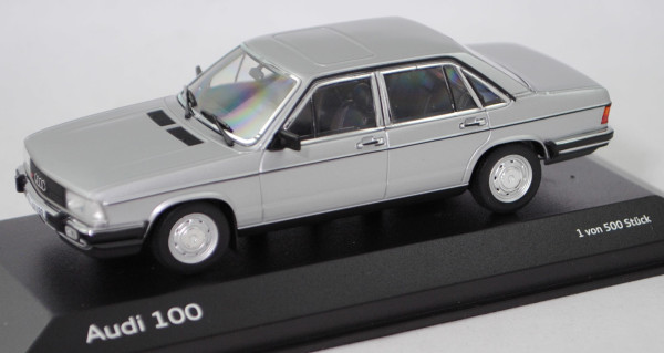Audi 100 GL 5E (C2, Typ 43, Modell 1979-1982), diamantsilbermetallic, Minichamps, 1:43, Werbebox