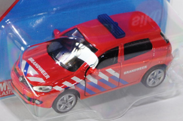 00301 VW Golf VI 2.0 TDI Feuerwehr, Modell 2008-2012, verkehrsrot, innen schwarz, BRANDWEER, reinwei