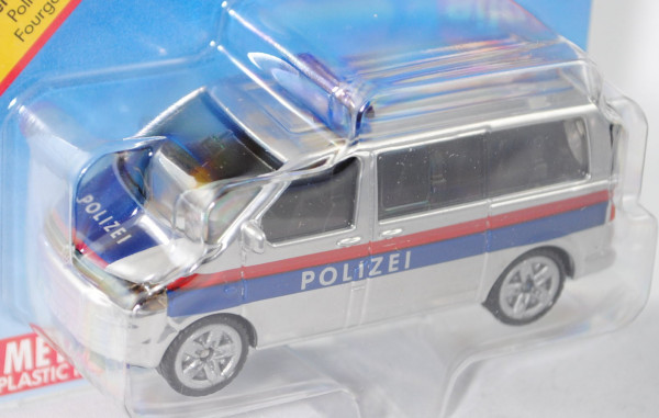 03801 VW T5 facelift Multivan (Modell 2009-2015) Polizei-Mannschaftswagen, chromsilber/blau/rot, POL