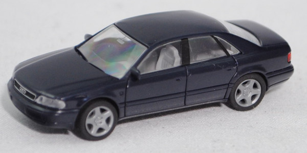 Audi A8 4.2 quattro (D2, Typ 4D, Modell 1994-1999), stahlblau (brillantblau), Rietze, 1:87, Werbebox