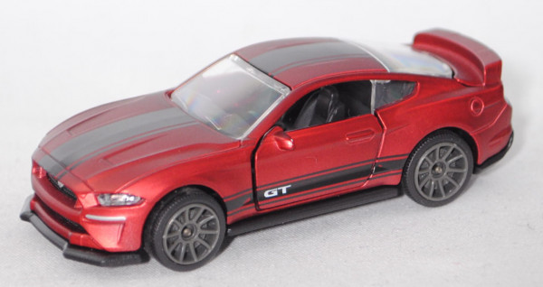 Ford Mustang GT (Typ VI, Facelift, Mod. 2017-) (Nr. 204D), rotmet., majorette, ca. 1:64, Blister+Box