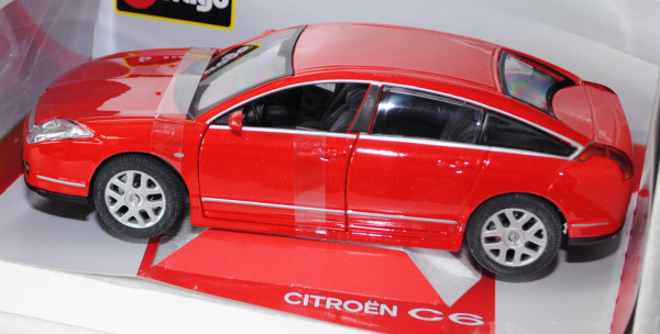 Citroen C6, Modell 2005-2012, verkehrsrot, Bburago, 1:20, mb