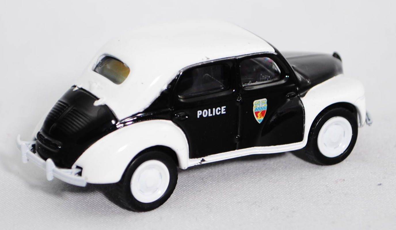Renault 4CV (Modell 1946-1961) Police, schwarz, Dach + Kotflügel weiß
