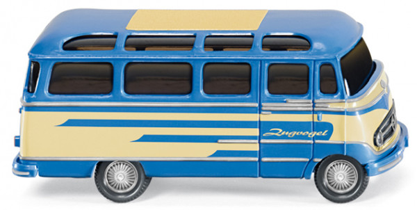 Mercedes L 319 Panoramabus, Modell 1955-1967, brillantblau/elfenbein, Zugvogel, Wiking, 1:87, mb
