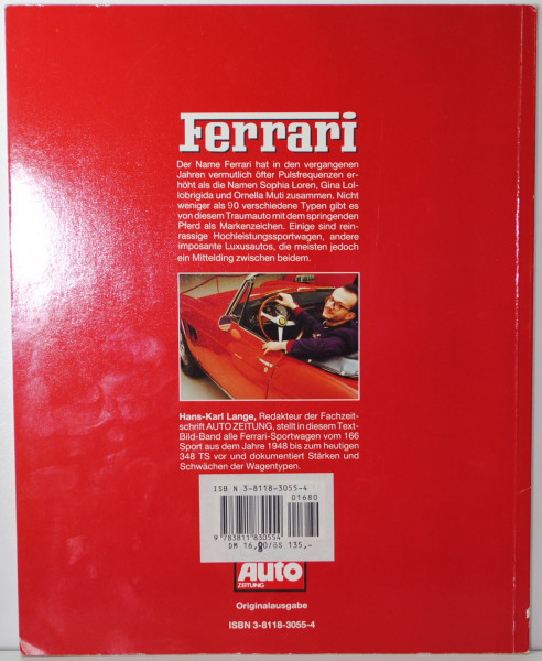 Ferrari - Alle Strassensportwagen seit 1950, Hans-Karl Lange, AUTO ZEITUNG, Erscheinungsjahr 1990, 8