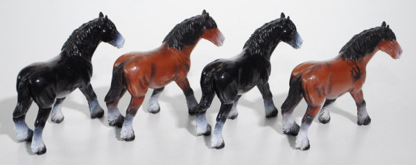 Tierset Pferde mit 4 Pferden, braun und schwarz, L17P