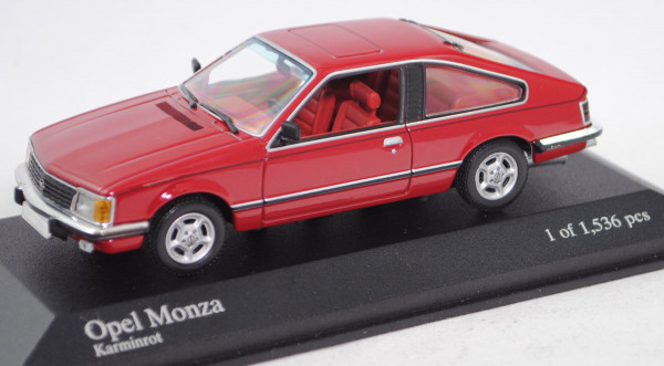 Opel Monza 3.0 E (Typ Monza A1, Mod. 1978-1981), karminrot (Farbcode 535), Minichamps, 1:43, PC-Box