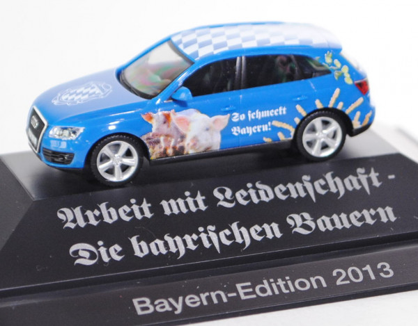Audi Q5 (Typ 8R), Modell 2008-2012, verkehrsblau, Arbeit mit Leidenschaft / Die bayrischen Bauern /