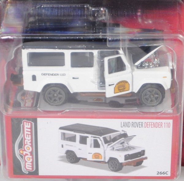 Land Rover Defender 110 (Mod. 90-16), schwarz/weiß, majorette, 1:60, Blister mit Land Rover weiß