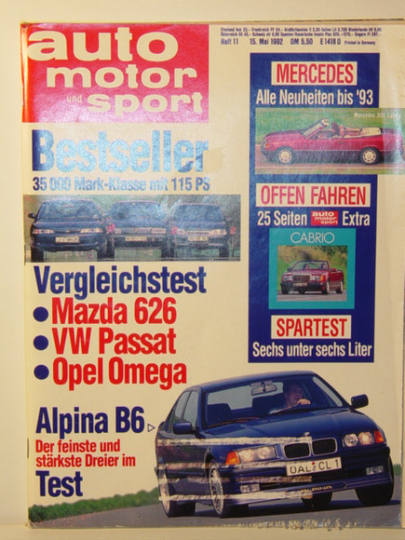 auto motor und sport, Heft 11, 15. Mai 1992