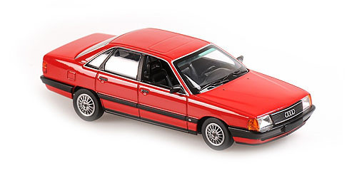 Audi 100 2.3 E (Baureihe C3, Typ 44, Facelift 1988, Mod. 88-91), malvenrot, Maxichamps, 1:43, PC-Box