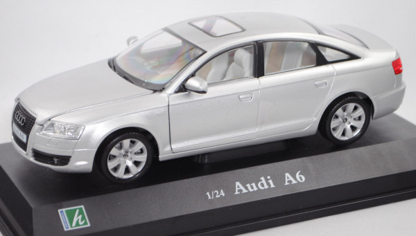 Audi A6 3.2 FSI quattro (C6, Typ 4F, Modell 2004-2008), lichtsilber metallic, Cararama, 1:24, mb