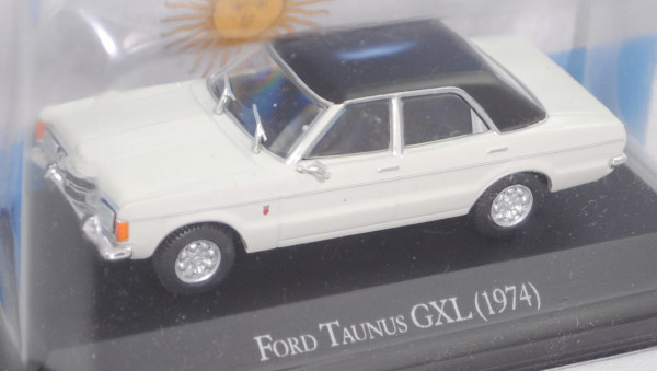 Ford Taunus GXL 2300 S (1. Gen., Mod. 71-73), weiß, Dach schwarz, EDITION ATLAS, 1:43, Hauben-Box