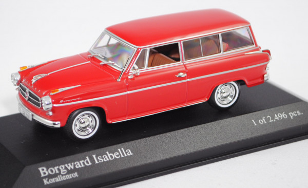 Borgward Isabella Combi (Modell 1958-1960, Baujahr 1958), korallenrot, Minichamps, 1:43, PC-Box
