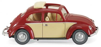 VW Käfer 1200 mit Faltdach, Modell 1961, purpurrot/elfenbeinbeige, Wiking, 1:87, mb