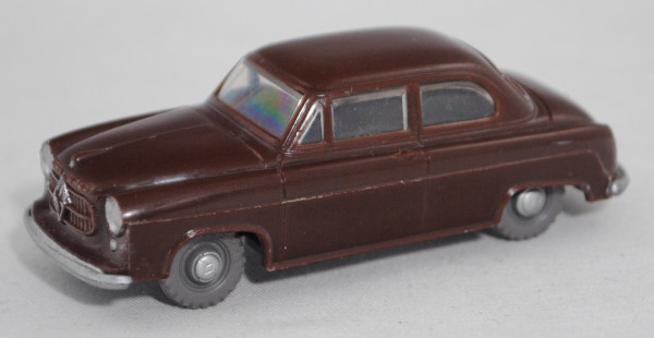 00001 Borgward Isabella Hansa 1500 (Mod. 1954-1956), schokoladenbraun, mit Schlepploch, Siku Plastik