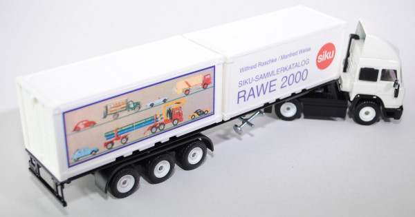 Iveco Container-LKW, reinweiß/schwarz, SIKU-SAMMLERKATALOG / RAWE 2000, mit Zertifikat, L14n