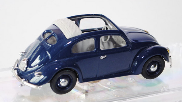VW Käfer Standardlimousine mit geöffnetem Faltdach (Typ 11) (Brezelkäfer), Modell 1949, saphirblau,