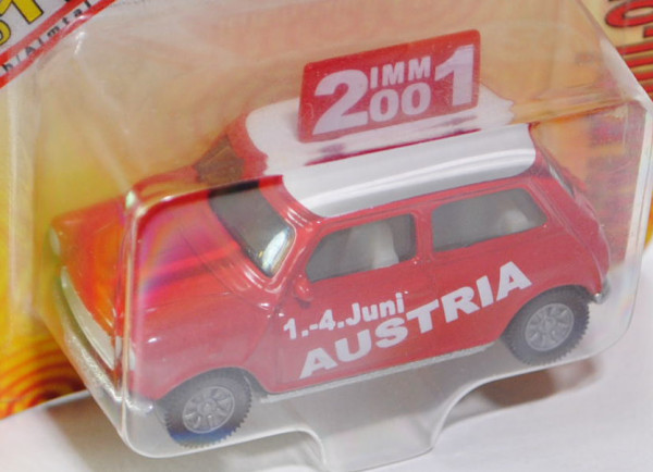 00401 Mini Cooper (Typ MK VI), Modell 1992-1996, verkehrsrot/reinweiß, Druck Dachschild IMM / 2001,