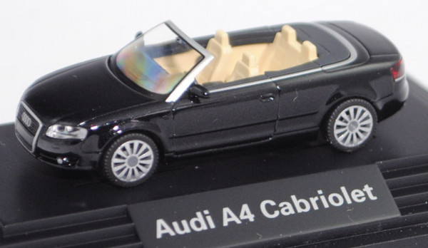 Audi A4 Cabriolet 3.2 FSI quattro (B7, Typ 8H, Mod. 06-09), phantomschwarz perleffekt, Wiking, 1:87