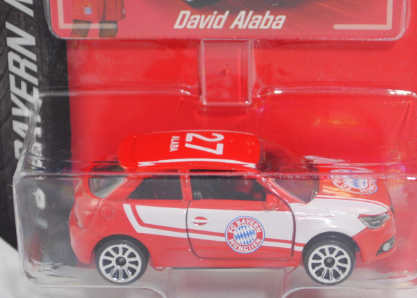 Audi A1 (Typ 8X, Mod. 2010-2014), verkehrsrot, Bayern München / 27 / ALABA, majorette, 1:64, Blister
