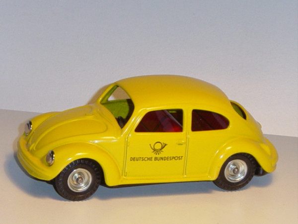 VW Käfer, verkehrsgelb, Chassis schwarz, DEUTSCHE BUNDESPOST, mit Friktion, Kellermann, 1:36, mb