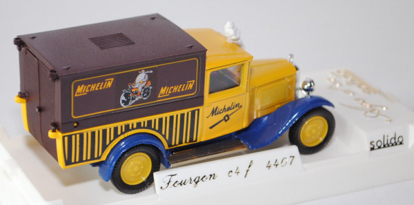 Citroen C4F Van 1000 kg, Modell 1930, verkehrsgelb/enzianblau/schokoladenbraun, Michelin und MICHELI