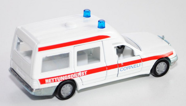 Mercedes 260 E Binz-Ambulanz, reinweiß, CORNELI / RETTUNGSDIENST / 06721/ / 43737, B7, L14a