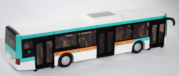 00100 Stadtbus MAN Lion\'s City Solobus mit 3 Türen (Typ A37, Modell NL 243), reinweiß/grüntürkis, R