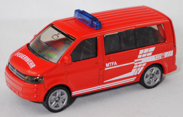03801 A VW T5 facelift Multivan (Modell 09-15) Feuerwehr, rot, MTFA/122, hohe Blaulichtleiste, P29e