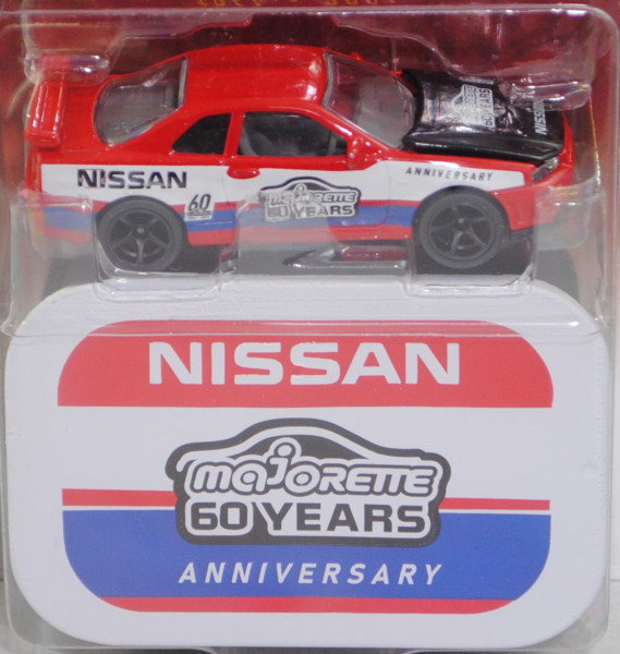 Nissan Skyline GT-R (5. Generation, Modell 1999-2002), dunkel-verkehrsrot, majorette, 1:59, Blister