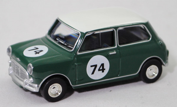 Austin Mini-Cooper 998 (1. Gen., Typ Mk 1, Mod. 1964-1967), almond green/weiß, Nr 74, Norev, mb