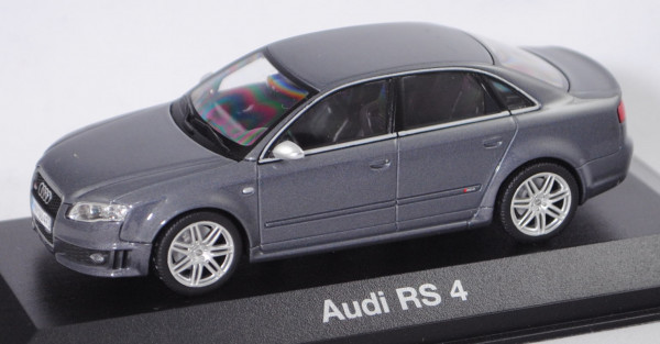 Audi RS4 Limousine (B7, Typ 8E, Mod. 2005-2009), daytonagrau-perleffekt, Minichamps, 1:43, Werbebox