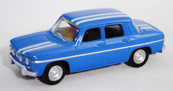 Renault 8 Gordini (Typ R 1134, Mod. 1964-1967), d.-himmelblau, mit 2 weiße Streifen, Norev, 1:54, mb