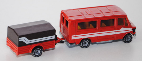 00005 Mercedes 208 (Baureihe TN, Typ T 1) Bus mit Anhänger, Modell 1977-1982, verkehrsrot, IE ohne N