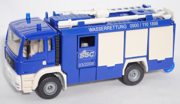 00406 SSC 2009 Hilfeleistungslöschfahrzeug HLF MAN TGA Feuerwehr, blau/weiß, 1 Blaulicht weg, L17mP