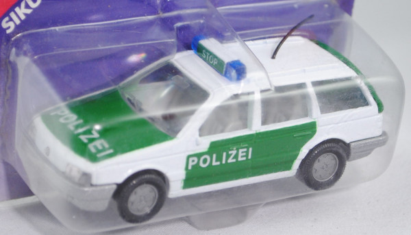 00018 VW Passat Variant (B3, Typ 35i, Modell 1988-1993) Polizei-Lautsprecherwagen, reinweiß, innen l