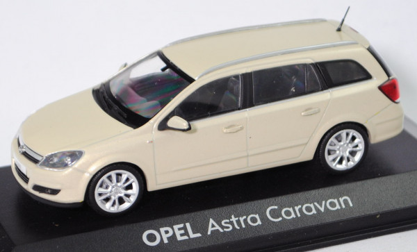 Opel Astra Caravan 2.0 Turbo (Typ H, Mod. 2004-2007), papyrus perleffekt, Minichamps, 1:43, Werbebox